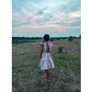 Bézs fodros nyakú anya - lánya ruha / Gyerek