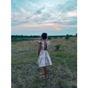 Bézs fodros nyakú anya - lánya ruha / Gyerek