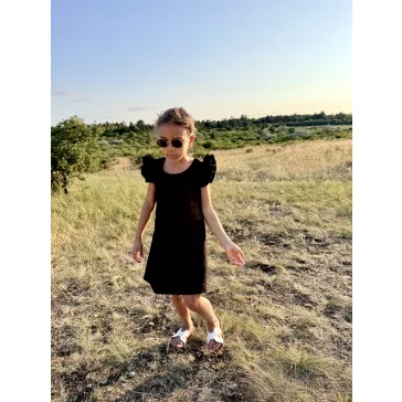 Fekete fodros anya - lánya nyári ruha / Gyerek