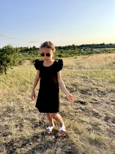Fekete fodros anya - lánya nyári ruha / Gyerek