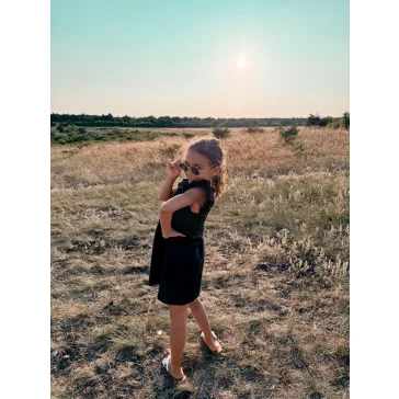 Fekete fodros anya - lánya nyári ruha / Gyerek
