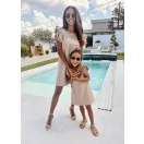 Bézs fodros anya - lánya nyári ruha / Gyerek Bézs fodros anya - lánya nyári ruha / Gyerek