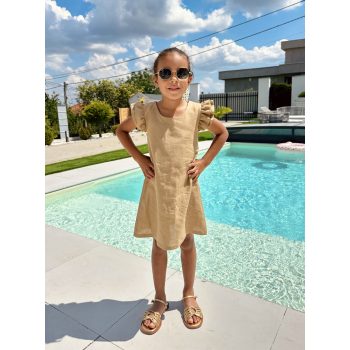 Karamell fodros anya - lánya nyári ruha / Gyerek