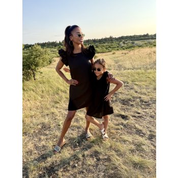 Fekete lenge fodros anya - lánya nyári ruha / Felnőtt