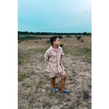 Kétrészes muszlin FIÚ szett  - BÉZS