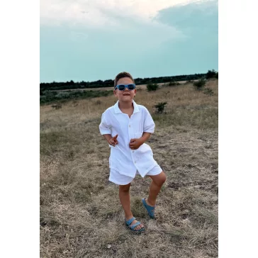 Kétrészes muszlin FIÚ szett  - FEHÉR