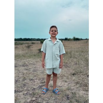 Kétrészes muszlin FIÚ szett  - MENTA