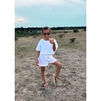 Kétrészes muszlin LÁNY szett  - FEHÉR