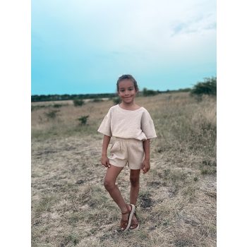 Kétrészes muszlin LÁNY szett  - BÉZS