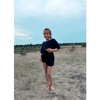 Kétrészes muszlin LÁNY szett  - FEKETE