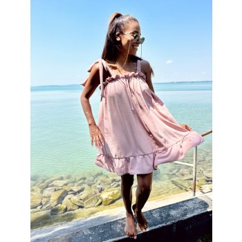   Púder rózsaszín lenge megkötős anya - lánya szett  / Felnőtt