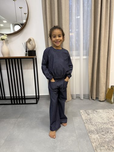 Őszi kétrészes gyerek szett - Sötét farmer