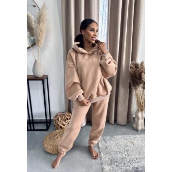   Bézs kapucnis anya - gyerek unisex melegítő szett / Felnőtt - akár névre szóló hímzéssel