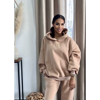   Bézs kapucnis anya - gyerek unisex melegítő pulcsi / Felnőtt - akár névre szóló hímzéssel