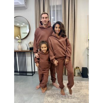   Csokoládé kapucnis anya - gyerek unisex melegítő szett / Felnőtt - akár névre szóló hímzéssel