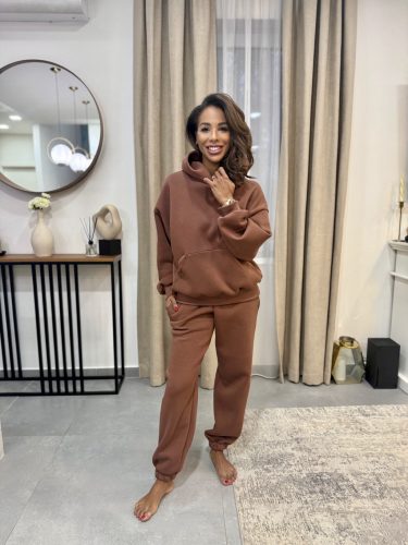 Csokoládé kapucnis anya - gyerek unisex melegítő pulcsi / Felnőtt - akár névre szóló hímzéssel