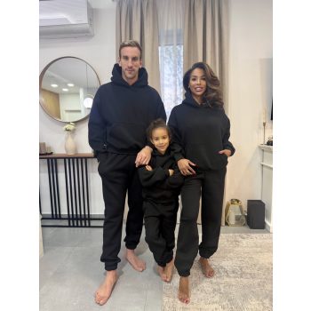   Fekete kapucnis anya - gyerek unisex melegítő szett / Felnőtt - akár névre szóló hímzéssel