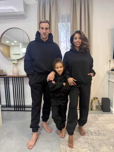 Fekete kapucnis anya - gyerek unisex melegítő szett / Felnőtt - akár névre szóló hímzéssel