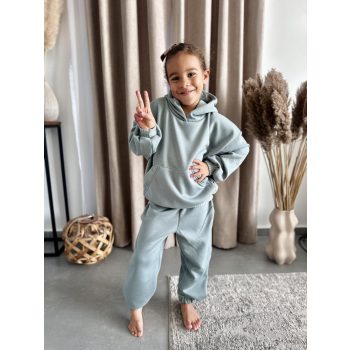   Pasztell menta kapucnis anya - gyerek unisex melegítő szett / Gyerek - akár névre szóló hímzéssel