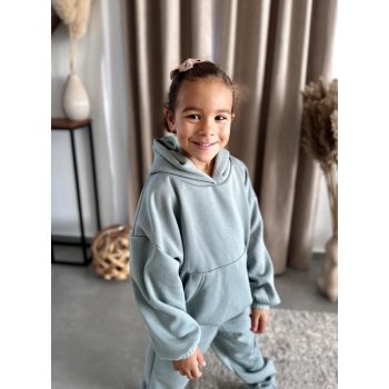   Pasztell menta kapucnis anya - gyerek unisex melegítő pulcsi / Gyerek - akár névre szóló hímzéssel