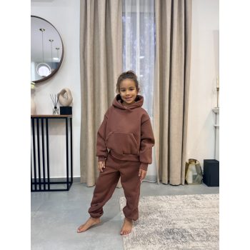   Csokoládé kapucnis anya - gyerek unisex melegítő pulcsi / Gyerek - akár névre szóló hímzéssel