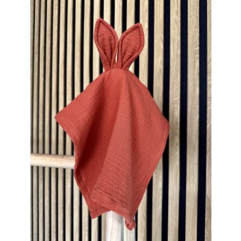   Tégla nyuszifüles textil szundikendő - akár névre szóló hímzéssel