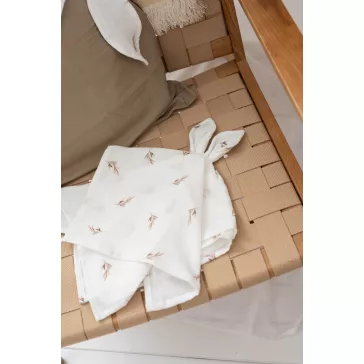   Levél mintás nyuszifüles textil szundikendő - akár névre szóló hímzéssel 