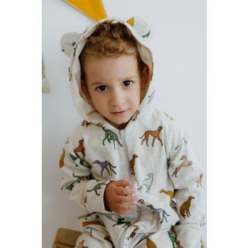   Vékony pamut kapucnis melegítő overál cipzárral - agaras