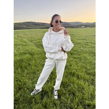   Krém kapucnis anya - gyerek unisex melegítő szett / Felnőtt - akár névre szóló hímzéssel