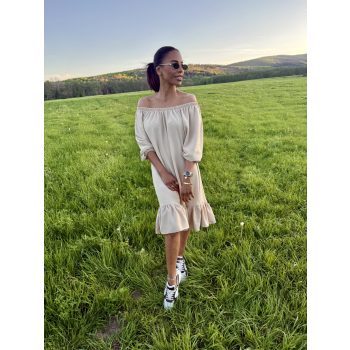 Bézs fodros anya - lánya ruha / Felnőtt