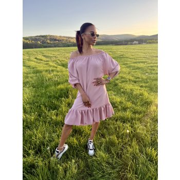 Rózsaszín fodros anya - lánya ruha / Felnőtt