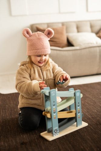 Teddy macifüles téli sapka - púder rózsaszín